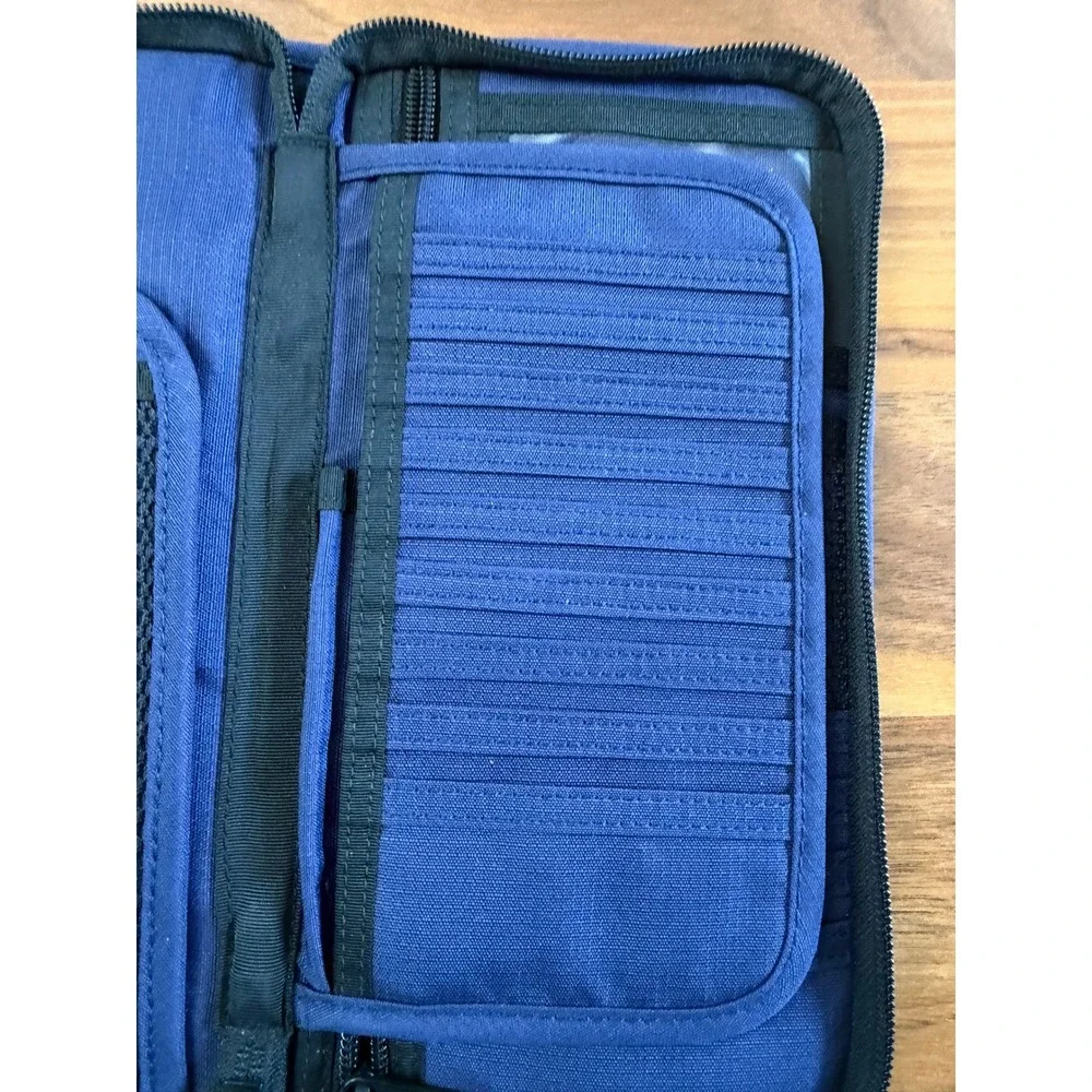 LL Bean Travel Wallet Organizer Blue Cordura Nylon Zip Passport Holder